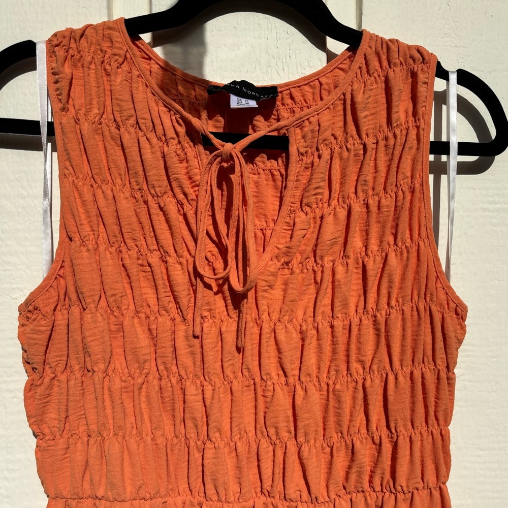 Smock dress sleeveless maxi orange
